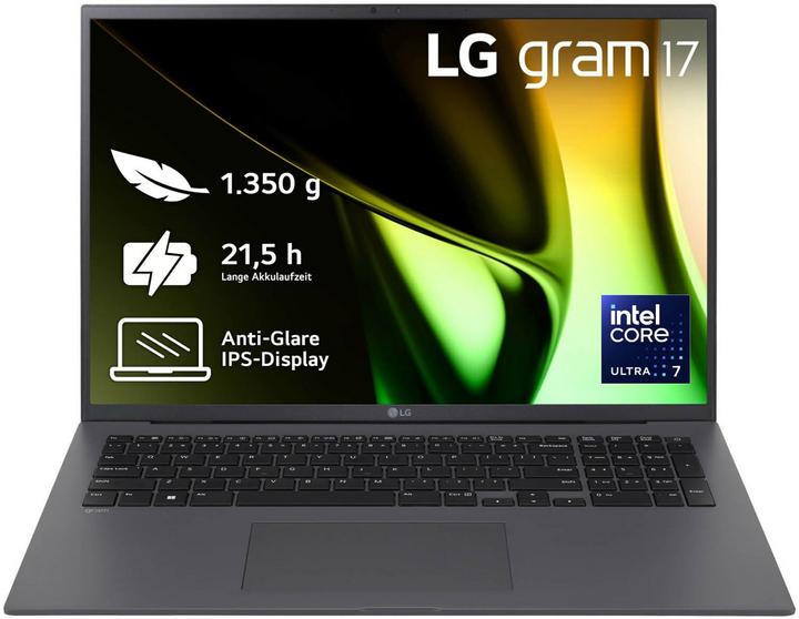 LG gram 17" Core Ultra 7 155H 32GB/2TB SSD Win11 grau 17Z90S-G.AD7CG (17", Intel Core Ultra 7 155H, 32 GB, 2000 GB, DE)