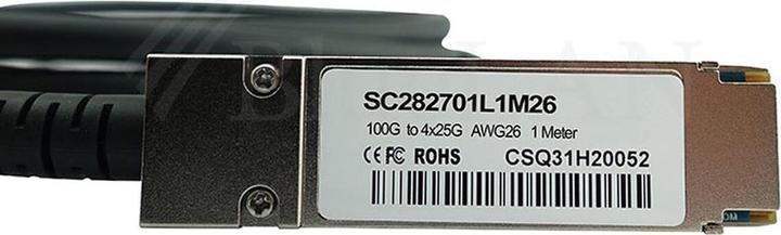 Actual product image CBO Arista CAB-Q-4S-100G-5M Compatible BlueLAN QSFP28 DAC SC282701L5M26
