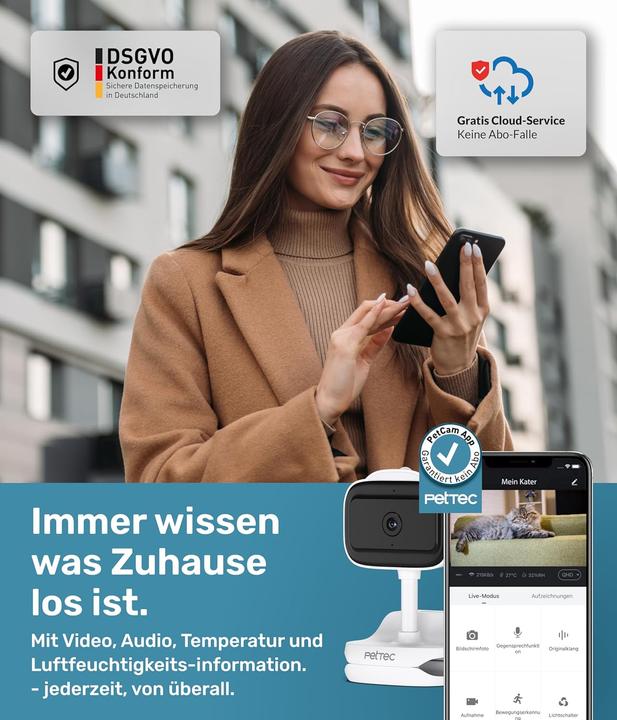 Produktbild PetTec Überwachungskamera mit App und Nachtsicht