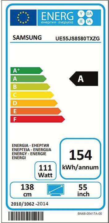 Label énergétique Samsung Ue55js8580 (55", 4K, 2015)