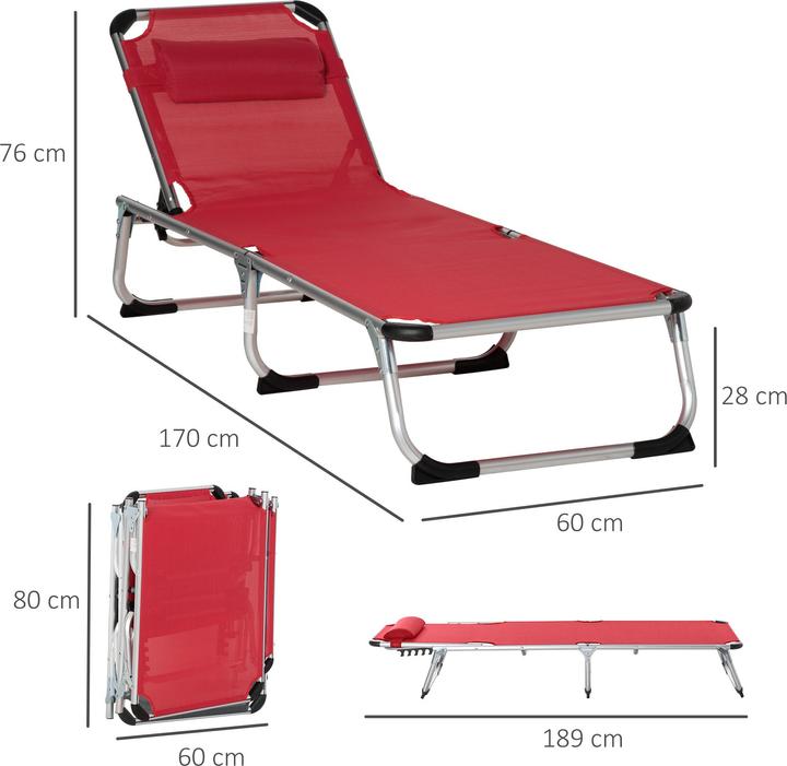 Produktbild Outsunny Gartenliege 5-stufig verstellbar (80 cm)