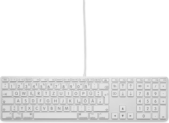 Actual product image LMP Large Font USB Keyboard 110 keys wired USB keyboard with 2x USB and aluminum upper cover - German (DE, Cable)