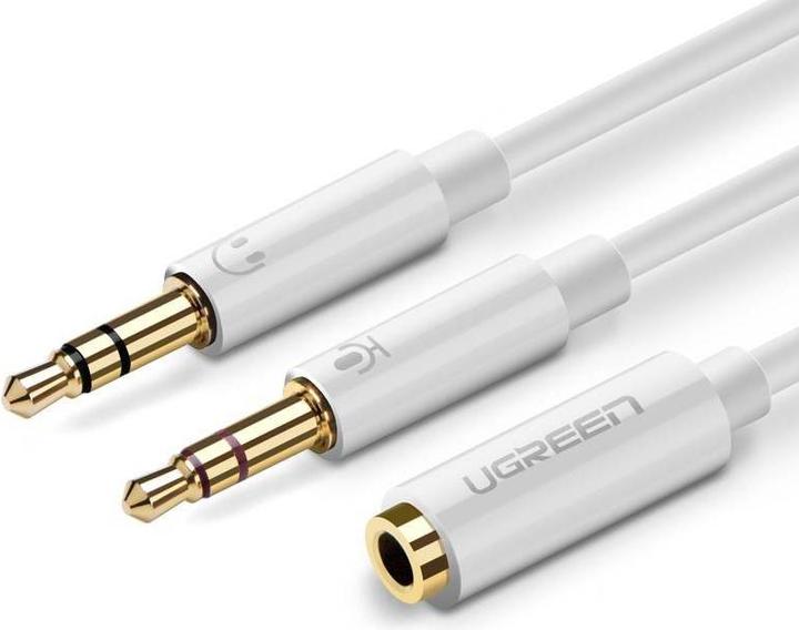 Actual product image Ugreen AV141 3.5mm Female to 2 male audio cable (white) (0.20 m)