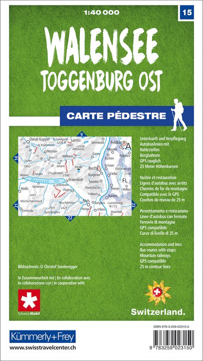 Produktbild Wanderkarte 15 Walensee, Toggenburg Ost