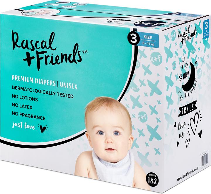 Actual product image Rascal+Friends Premium (Size 3, Monthly box, 182 Piece)