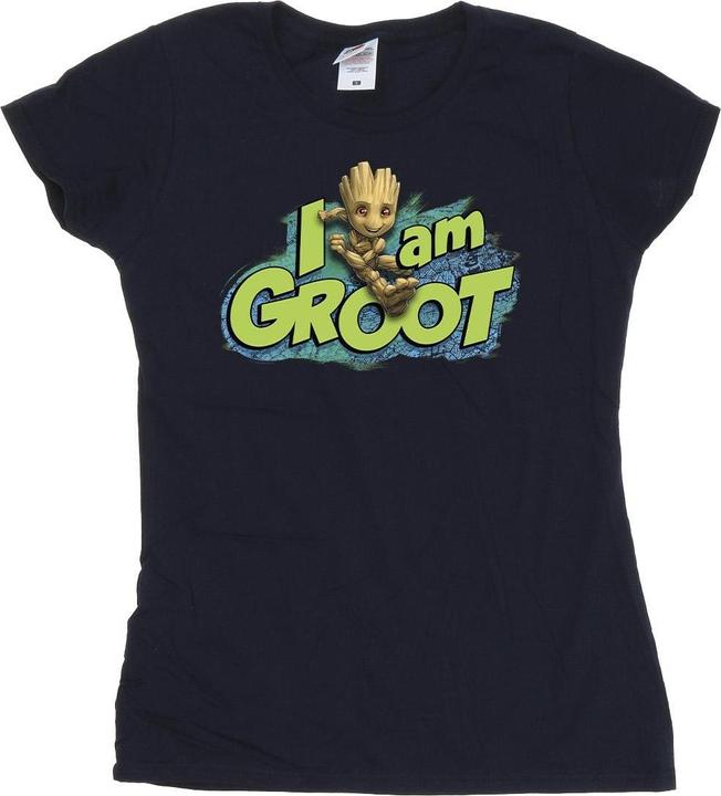 Actual product image Womens/Ladies Guardians Of The Galaxy I Am Groot Jumping Cotton T-Shirt (M)