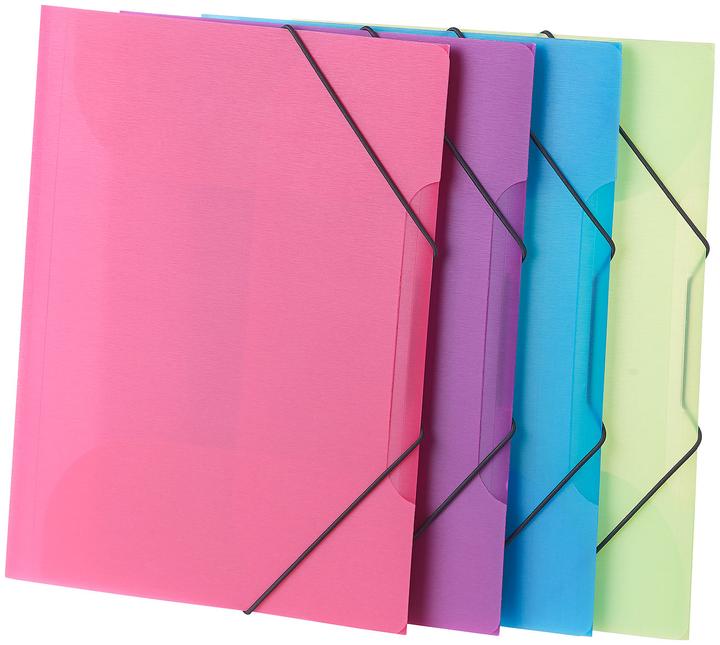 Produktbild General Office 8er-Set Eckspanner-Einschlagmappen mit Gummizug, Kunststoff, 4 Farben (A4, 8 x)