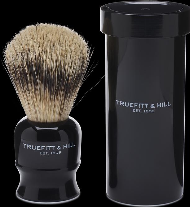 Actual product image Truefitt & Hill Travel shaving brush silver tip Faux Ebony (Shaving brush)