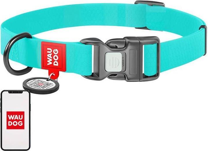 Actual product image Waudog Waterproof glowing dog collar with QR passport 40 mm wide, 46-70 cm long (40, Dog, Dog sport)