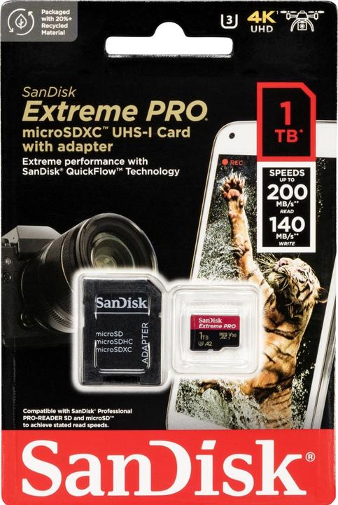 Image du produit SanDisk Extreme PRO UHS-I V30 (1000 Go, microSDXC, U3, UHS-I)