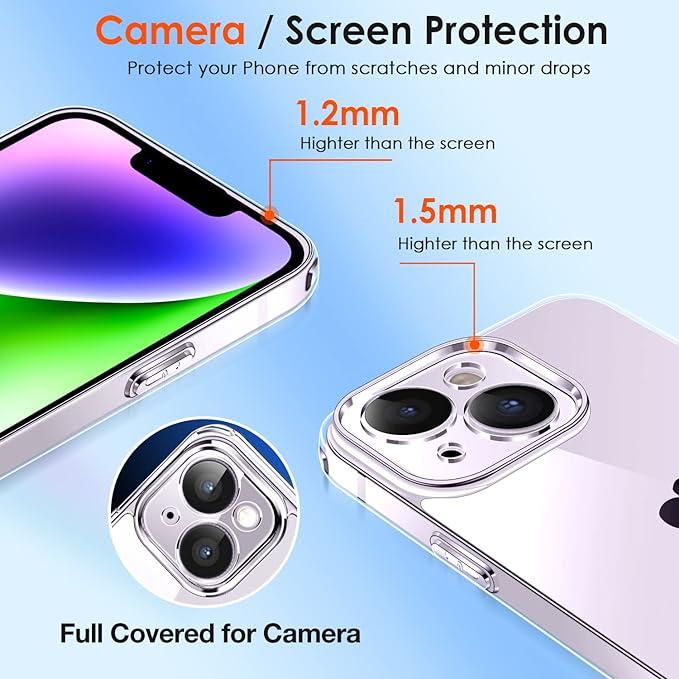 Produktbild Ivoler Set 3 in 1 Hülle für iPhone 14 6.1 Zoll - 1 Handyhülle mit 2 Stück Panzer Schutz Glas -Anti V (Apple iPhone 14)