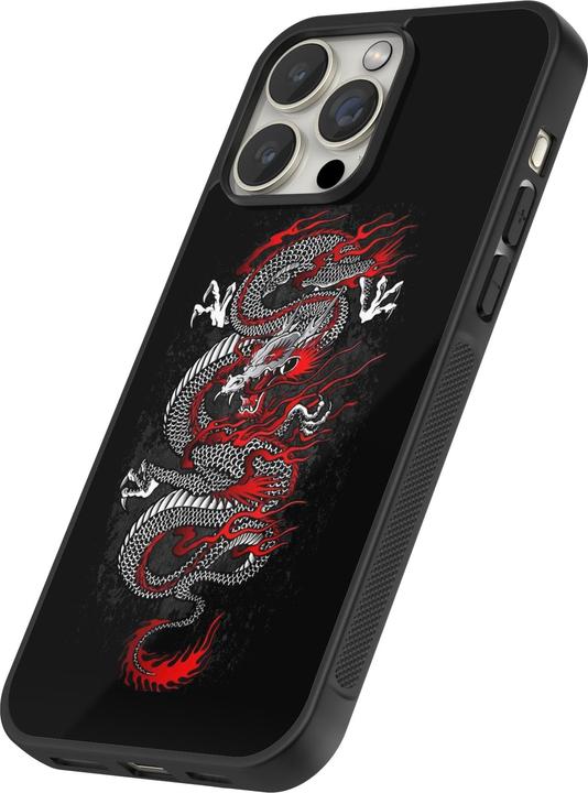 Image du produit PhoneLook Coque Silicone rigide noir Japanese style Dragon Tattoo Red Black (Apple iPhone 14 Pro)