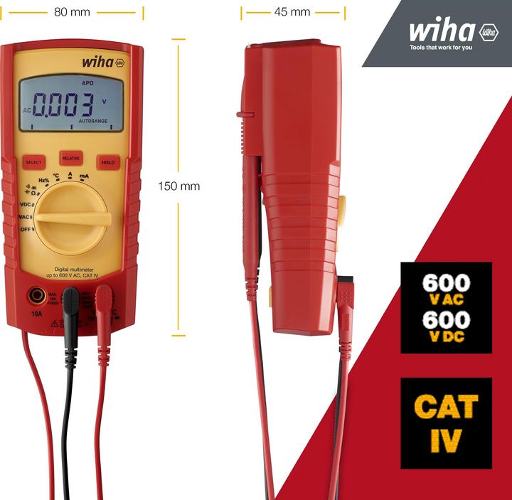 Produktbild Wiha Digitales Multimeter (CAT IV 300V, CAT III 600V)