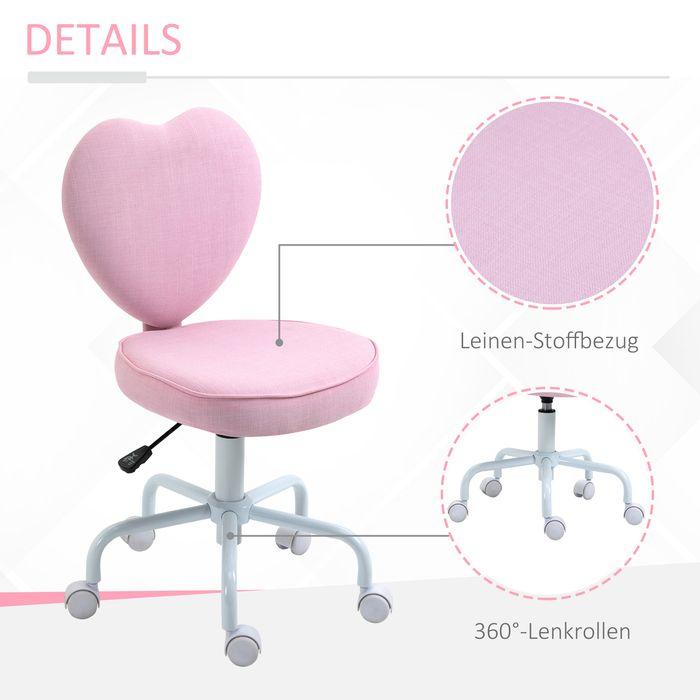 Immagine prodotto Swisshandel24 Sedia direzionale per computer a forma di cuore in tessuto di lino rosa