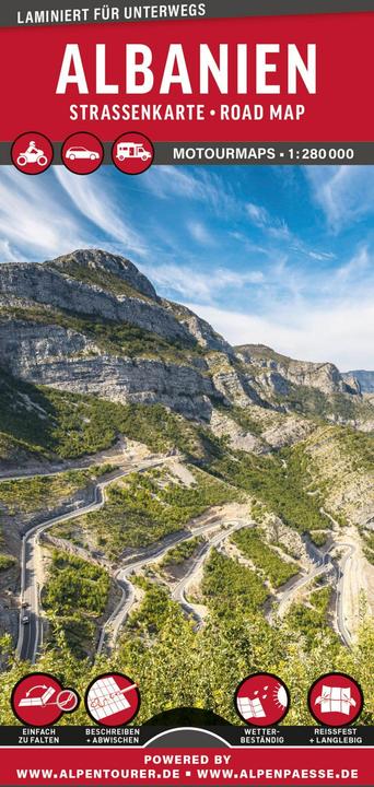 Produktbild MoTourMaps Albanien Auto- und Motorradkarte 1:280.000