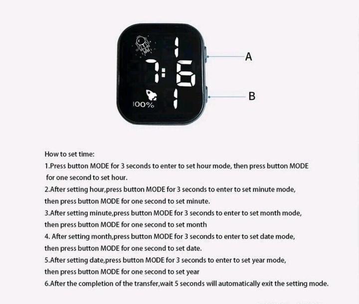 Actual product image Cbx P1 Fashion LED digital watch with silicone strap 12-hour display white (33 mm)