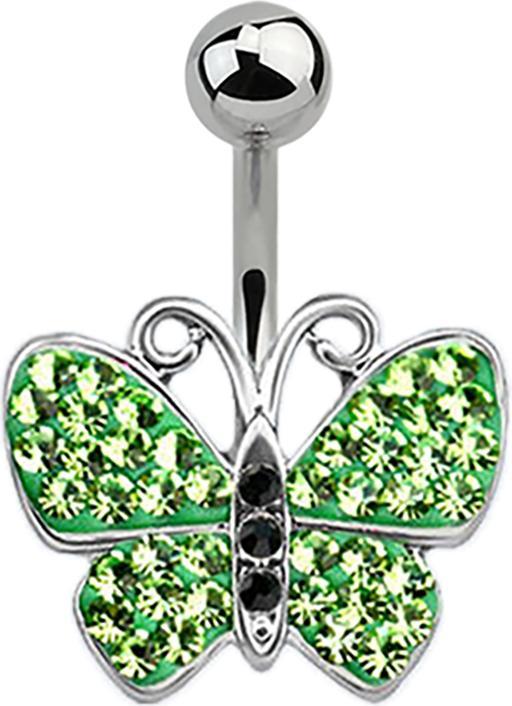 Image du produit Star Piercing Banane argent Papillon vert clair (sans laiton, Acier chirurgical 316L)