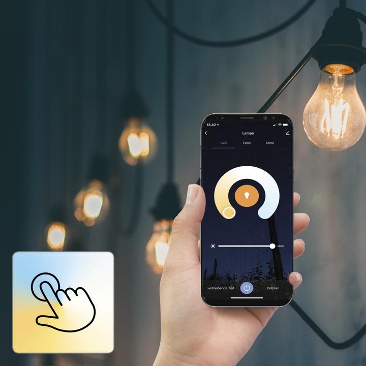 Immagine prodotto Hama Lampada LED WLAN, retro, E27, 7W, dimmerabile, per controllo vocale/app, bianco (E27, 7 W, 806 lm, 1 x, E)