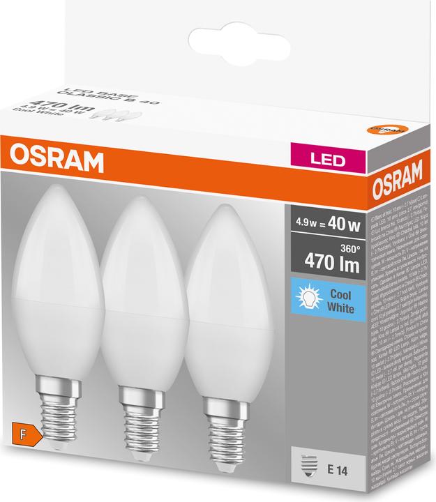Immagine prodotto Osram Base Led Classic B (E14, 4.90 W, 470 lm, 10 x, F)
