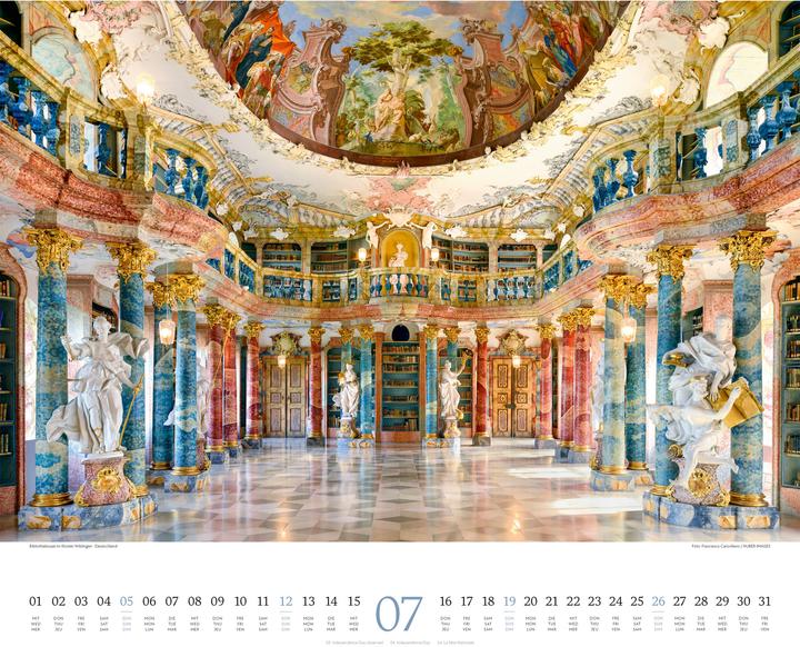 Actual product image Welt der Bücher - Bibliotheken-Kalender 2026 (54 x 48 cm, Hardcover, English, French, German)