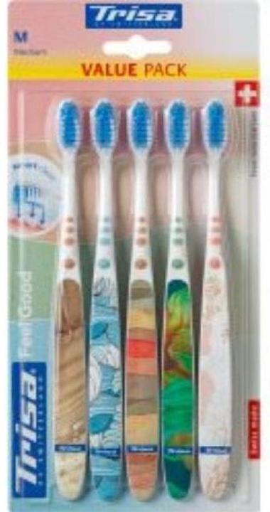 Actual product image Trisa Feelgood toothbrush medium 5 pcs (Medium, 5 x)