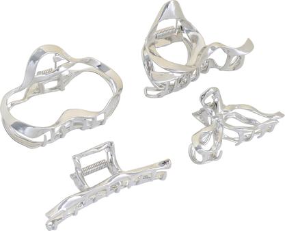 Trisa Fashion Metall Klemme Silber 6 cm (4 Stk.)