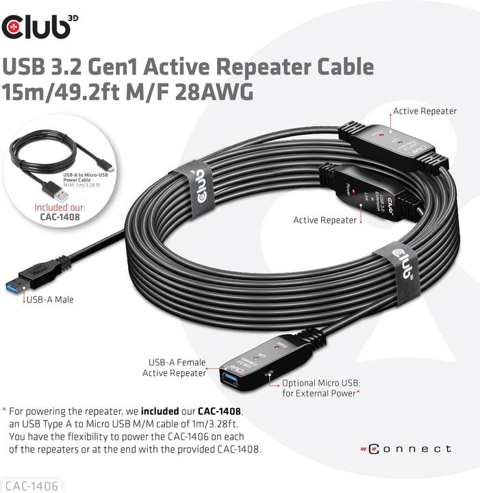 Immagine prodotto Club 3D USB A – USB A (15 m, USB 3.2)