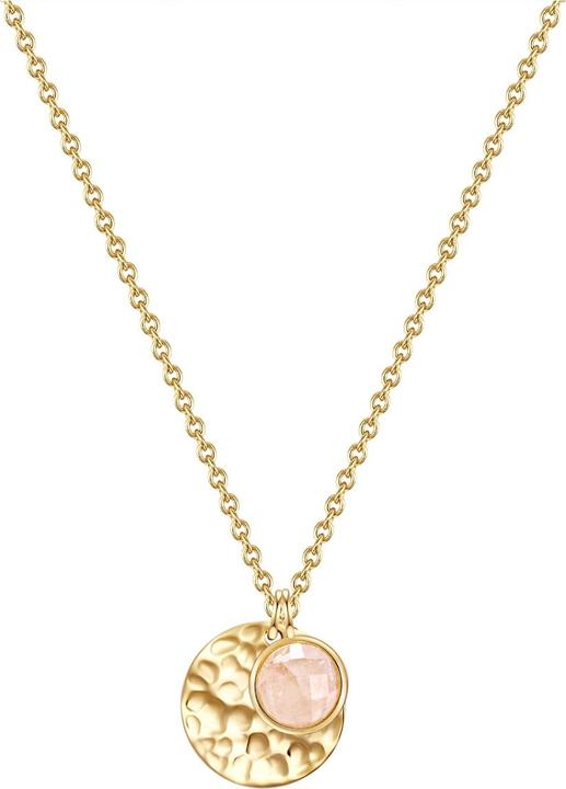 Glanzstücke München Damen Kreis Sterling Silber Rosenquarz gelbgold 40,0 cm Basiskette + 5,5 cm Verlängerung - 31320 (Sterling Silber, 40 - 45 cm)