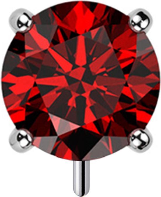 Actual product image Star Piercing Threadless silver thick front set with red crystal (without brass, Titanium G23)