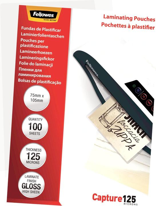 Actual product image Fellowes Capture 125, 75x105mm (ID card format, 100 Piece, 125 µm)