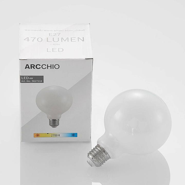 Image du produit Arcchio Ampoule LED E27 4W 2.700K G95 Globe, à intensité variable, opale (E27, 470 W, 470 lm, 1 x, E)