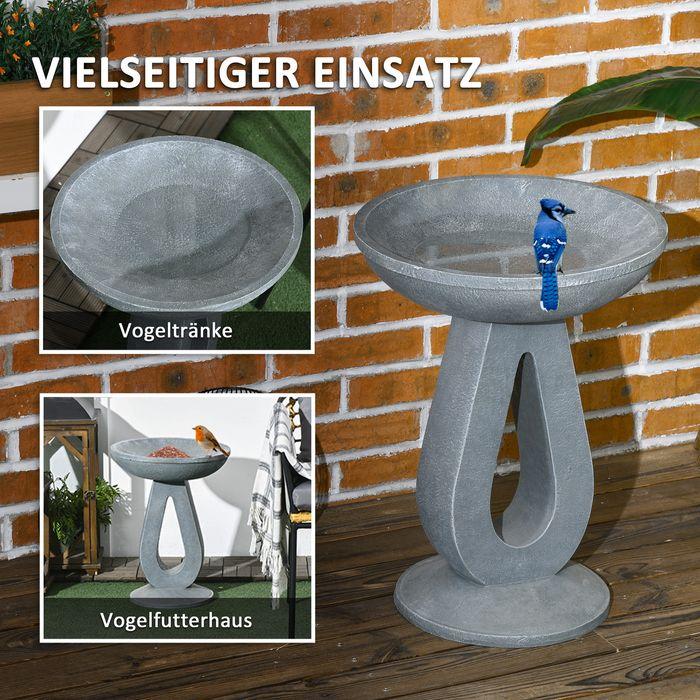Produktbild Swisshandel24 Vogeltränke, Vogelbad mit Ständer, Stein-Look, Grau