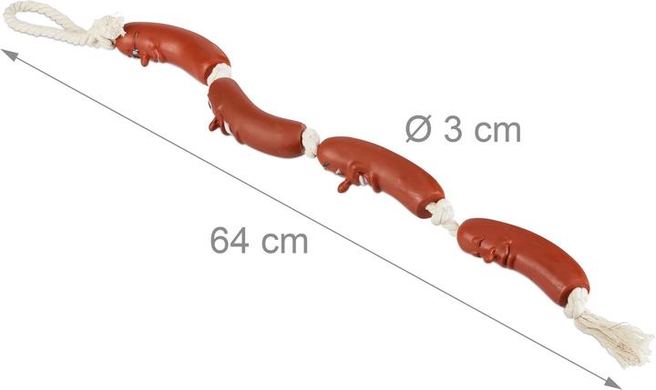 Actual product image Relaxdays Sausage Rope Chew Toy for Dogs (Tug toy dog)