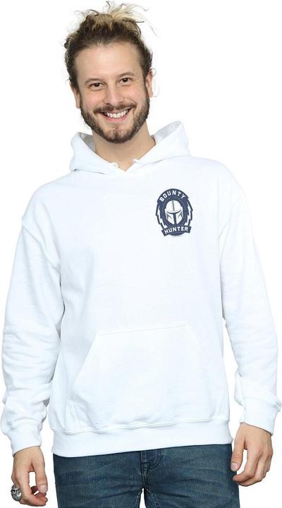Actual product image Star Wars Mens The Mandalorian Bounty Hunter Badge Breast Print Hoodie (XXL)