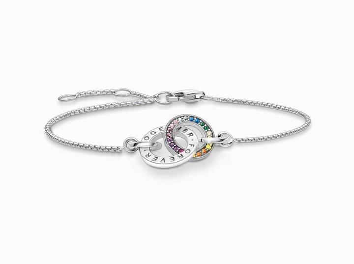 Produktbild Thomas Sabo Armband Together mit Zwei Ringen Bunten Steinen Silber Geschwärzt (19 cm, 925er Silber)
