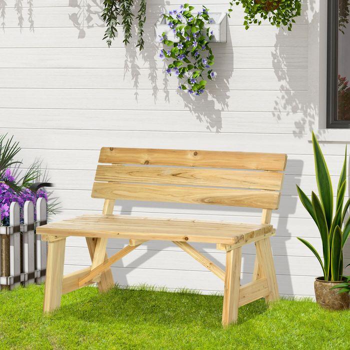 Image du produit Swisshandel24 Banc de jardin 2 places banc de parc en bois banc jusqu'à 220 kg banc banc de terrasse avec dossier