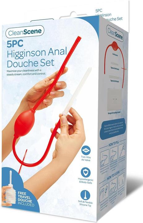 Actual product image AquaClean Clean Scene 5 Piece Higginson Anal Shower Set - Professional-Grade Cleaning System