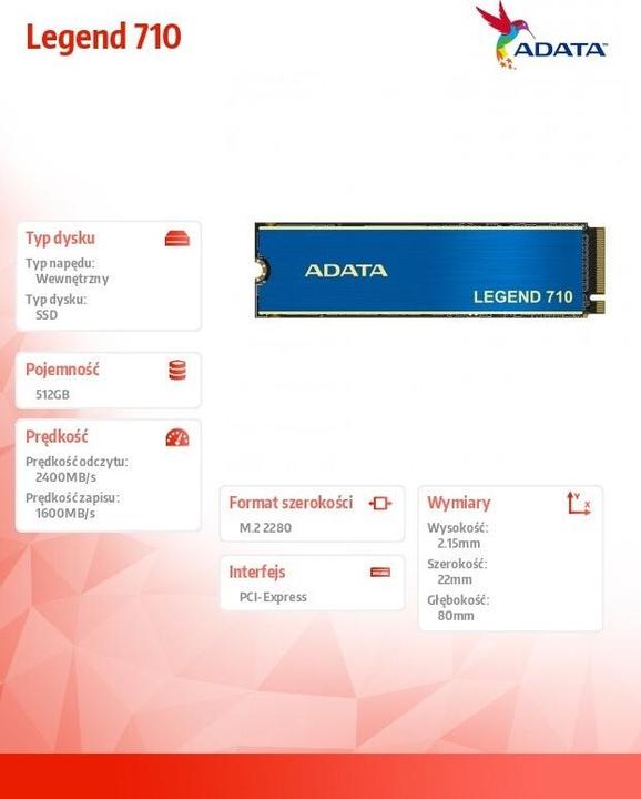 Image du produit Adata Legend 710 (512 Go, M.2 2280)