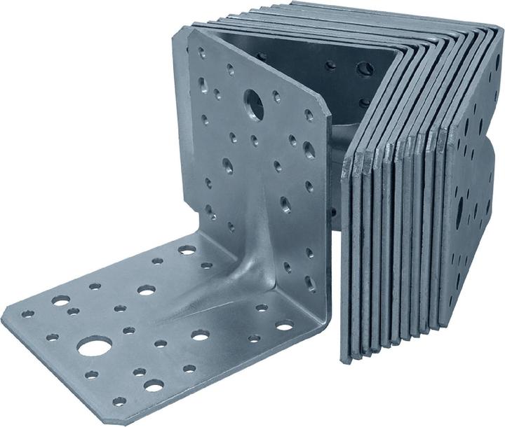 Actual product image Helpmate Lochplattenwinkel 100x100x90, verzinkt, 12 Stück, mit Sicke (Perforated plate angle, 12 pcs.)