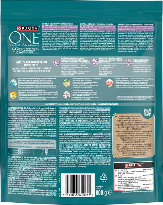 Nährwerte und Zutaten Purina ONE Sensitive Truthahn und Reis (Senior, Adult, 1 Stk., 800 g)