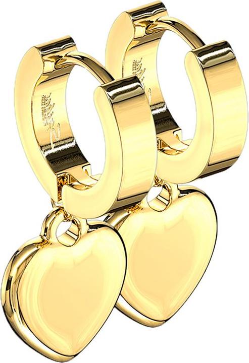 Actual product image Star Piercing Ohrring zum Klappen vergoldet mit Anhänger Herz (without brass, Surgical steel 316L)
