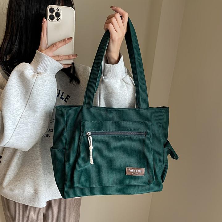 Produktbild Only-Bags.Store Einfache Cord Umhängetasche, Multi Taschen Tote Bag, Mode Handtasche für Schule Arbeit Einkaufen