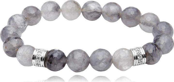 Produktbild Leyda Grauquarz Armband mit Silber & Zirkonia (18 cm, Silber 925, Stein, syntetischer Stein)