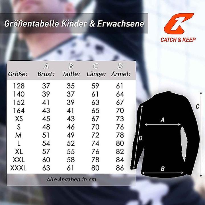 Produktbild Catch & Keep Trikot Protection Torwarttrikot Gr. 152 Weiss-Schwarz Fussball Torwart Shirt Oberteil (152)