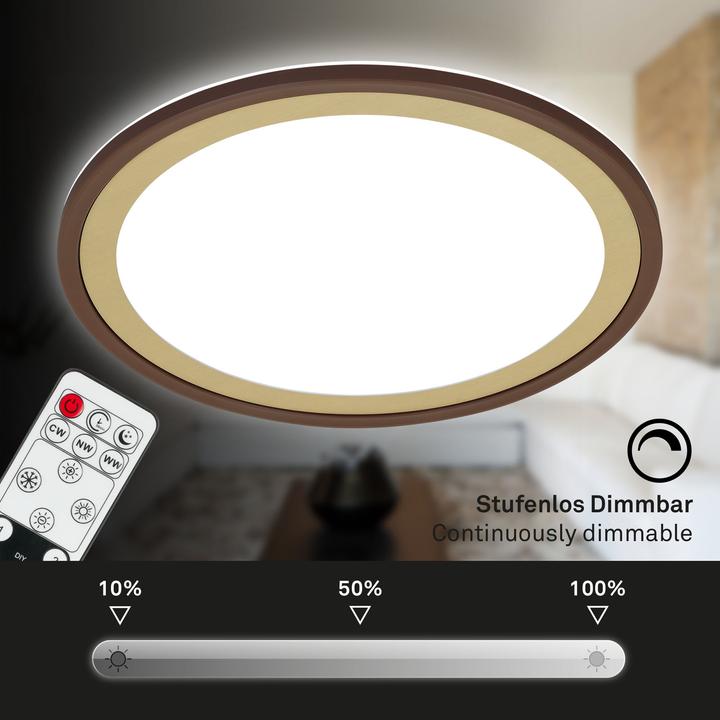 Image du produit Briloner Panneau LED CCT ultraplat avec rétroéclairage LED, brun-or, 1xLED/22W (3000 lm)