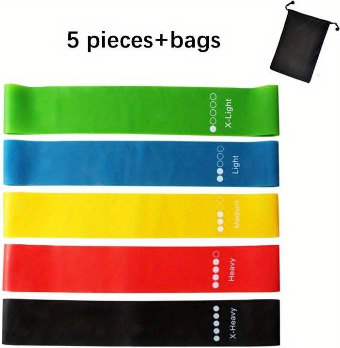 Produktbild PhoneLook Set Pack Fitness Resistenz-Bänder für Home-Workout elastische Trainingsbänder 5 Stück (2 21 Kg) (Extra Leicht, Leicht, Mittel, Stark, Extra Stark)