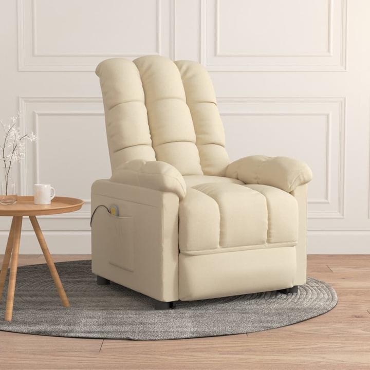 Immagine prodotto VidaXL Poltrona massaggiante Poltrona TV Poltrona relax Poltrona reclinabile Tessuto crema