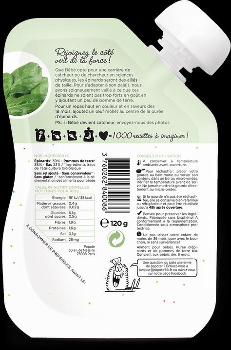 Image du produit Popote Quetschie Spinat BIO (120 g)