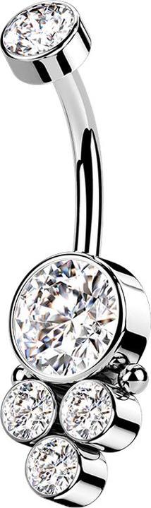 Immagine prodotto Star Piercing Disco d'argento con filo interno a banana con cristallo e quattro cristalli (senza ottone, Acciaio chirurgico 316L)