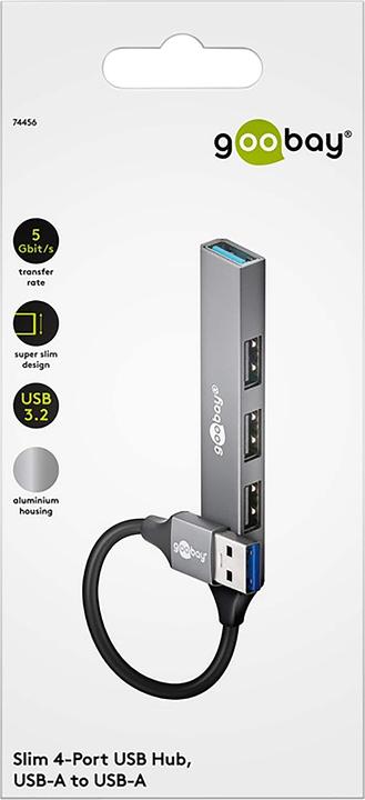 Actual product image Goobay Slim 4-port USB hub, USB-A to USB-A, USB 3.2 (USB-A, 4 Ports)